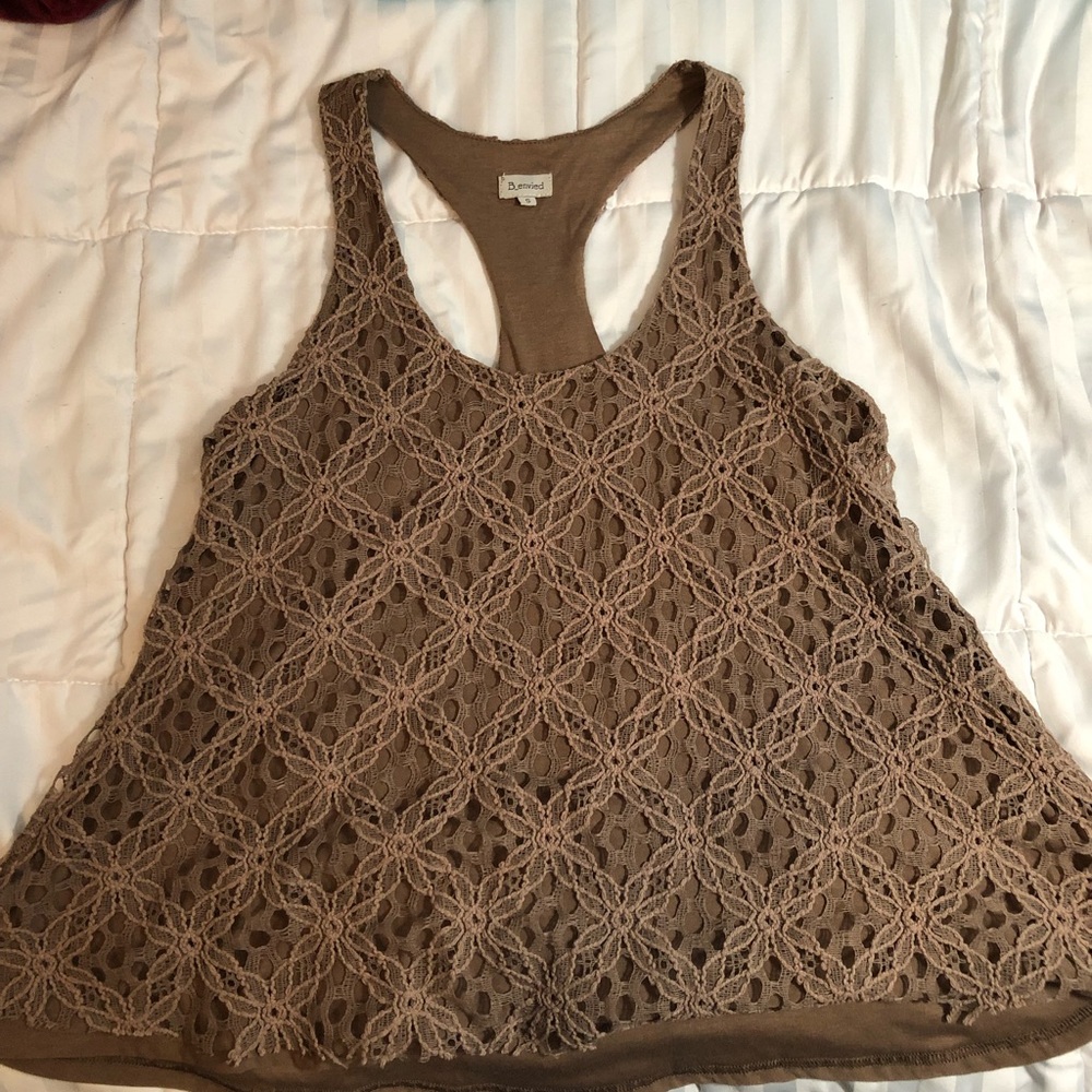 Brown lace tank top